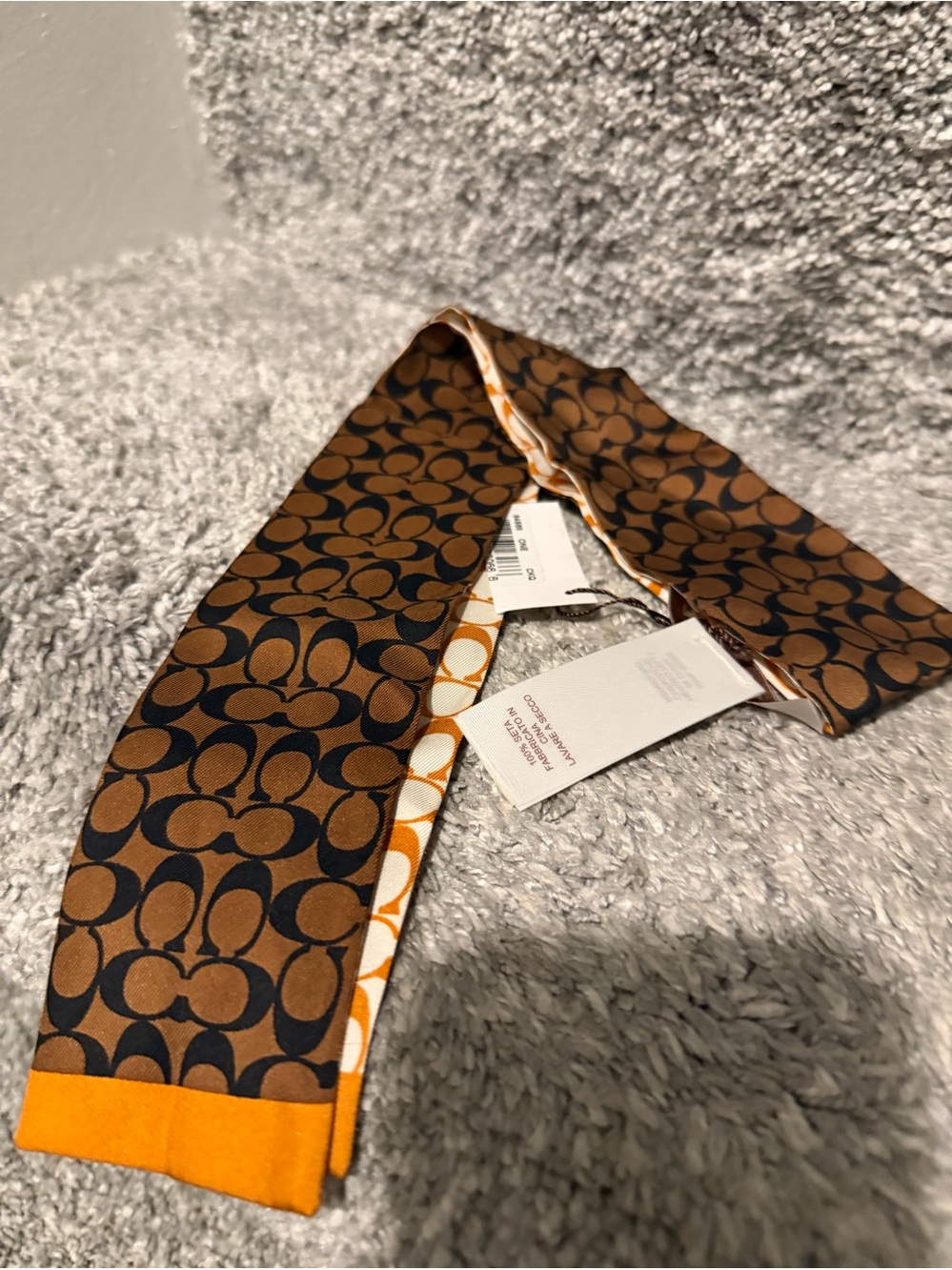 Coach Vintage Signature Print Silk Skinny Scarf